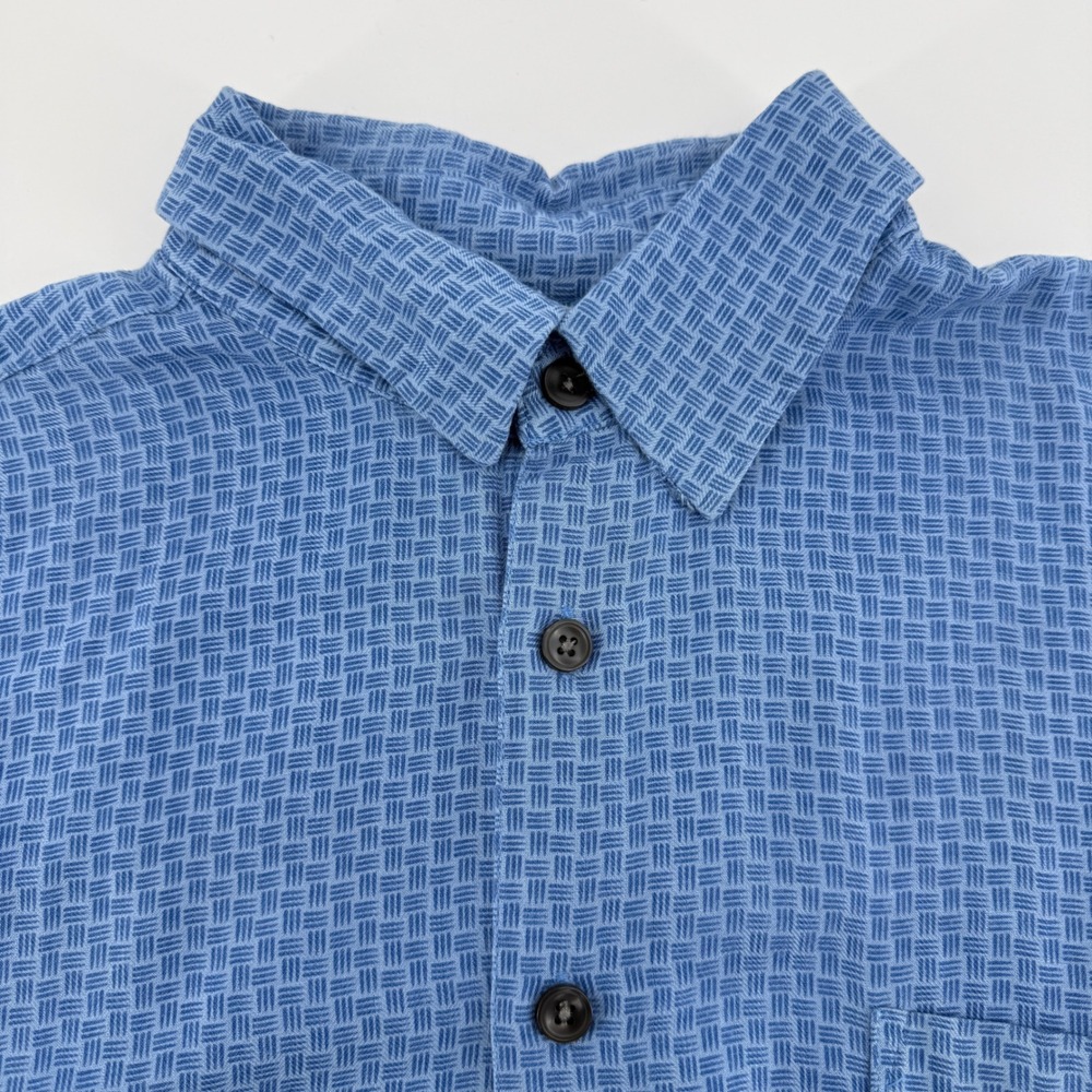 Toscano Blue Mens Silk Rayon Short Sleeve Button Down Shirt Blue Geometric Med - Picture 2 of 11